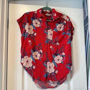 SO Red Floral Button-Down Shirt